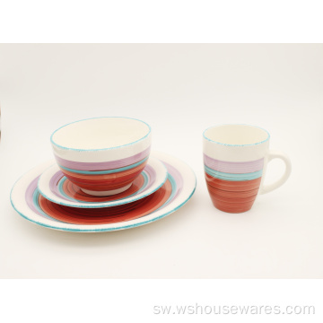 16pcs Stoneware kuweka dinnerware seti mkono uchoraji.